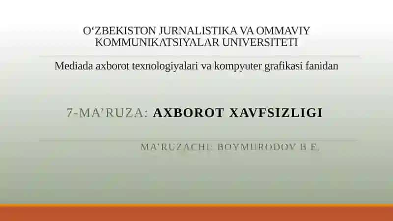 Axborot xavfsizligi 2