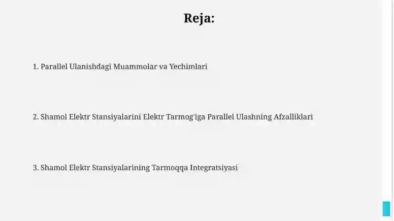 Elektr tarmog'i bilan parallel ulangan shamol energetik qurilmalari 2