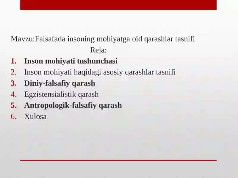 Falsafada insoning mohiyatga oid qarashlar tasnifi 2