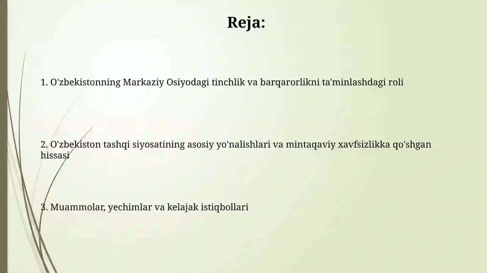 O‘zbekistonning Markaziy Osiyoda tinchlik va barqarorlikni ta’minlashdagio‘rni 2