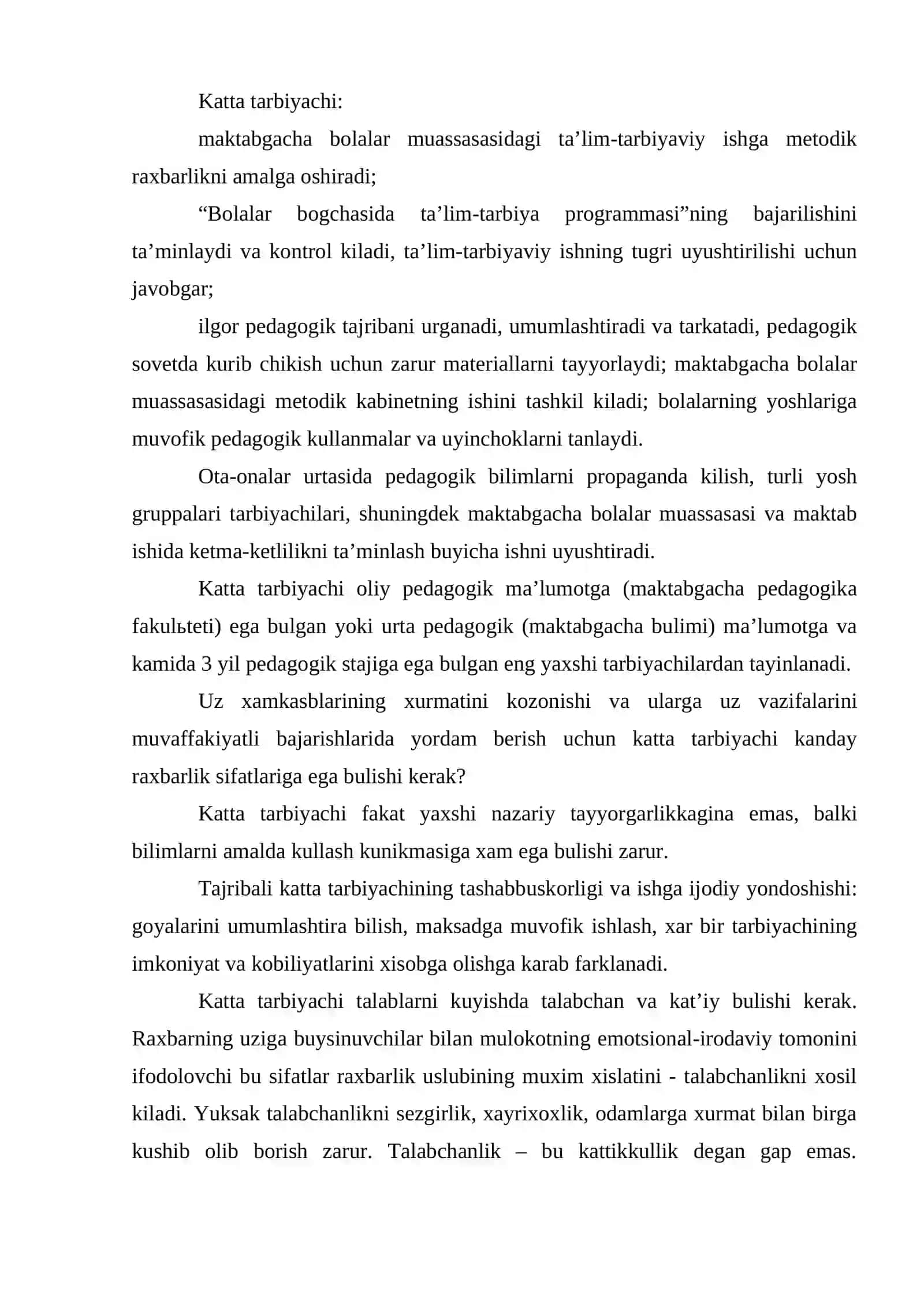 9-Amaliy mashg’ulot: Uslubchi va maktabgacha ta’lim muassasi tarbiyachilarini malakasini oshirish va attestatsiyadan o’tkazish 2