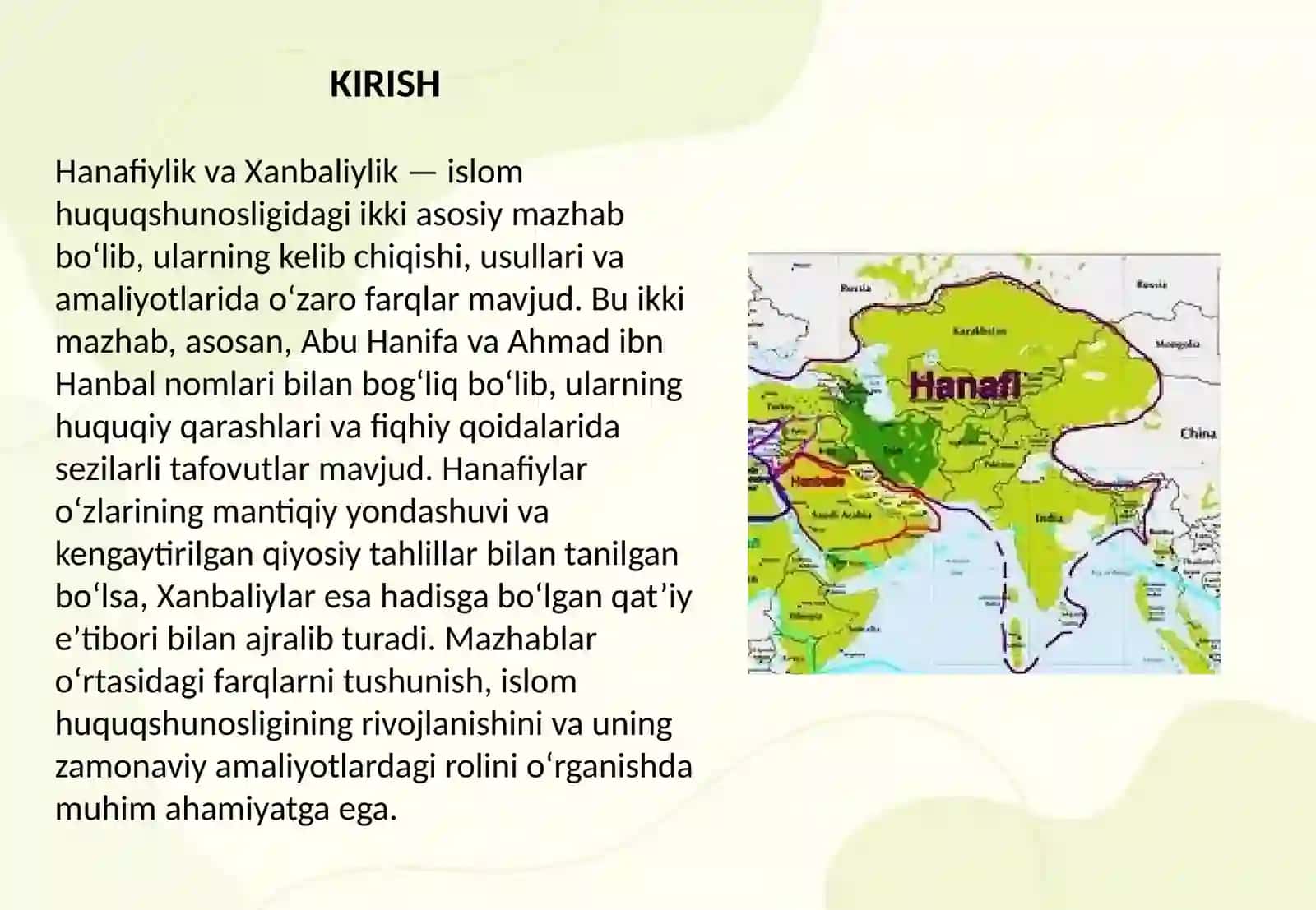 Hanafiylik va Xanbaliylik mazhabining o‘zaro farqlari 2