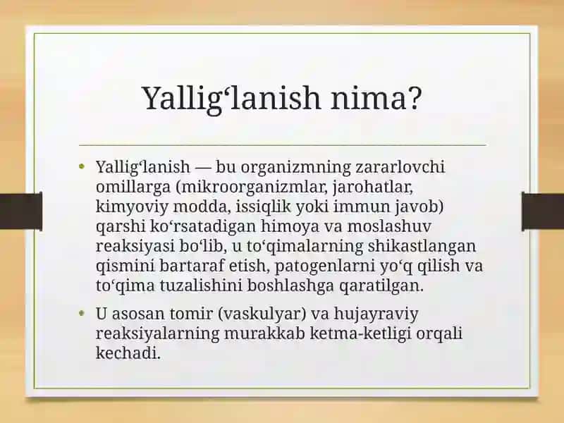 Surunkali yallig‘lanish. Yallig‘lanishning tizimli ta’sirlari. Hujayra reparatsiyasi 2