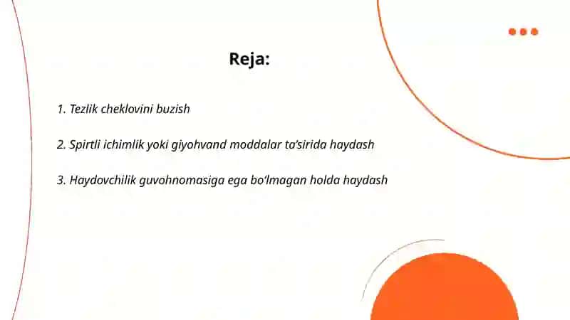 Harakat xavfsizligi sohasida fuqoralik huquqbuzarliklari 2