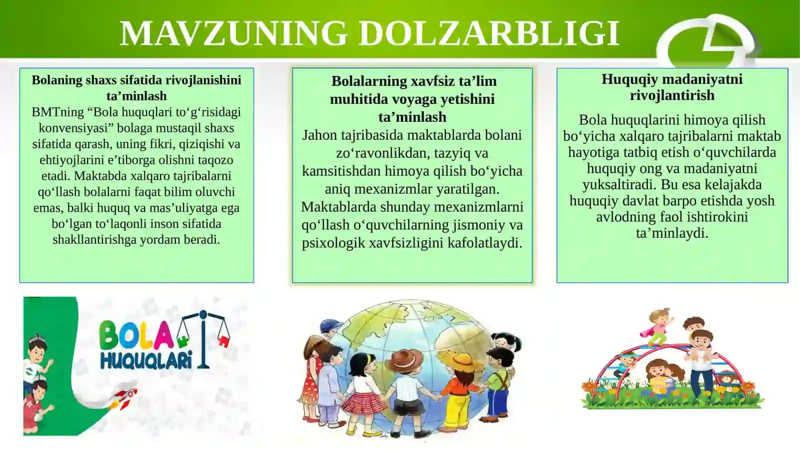 Bola huquqlarini himoya qilish bo‘yicha xalqaro tajribalarni maktabda joriy qilish 2