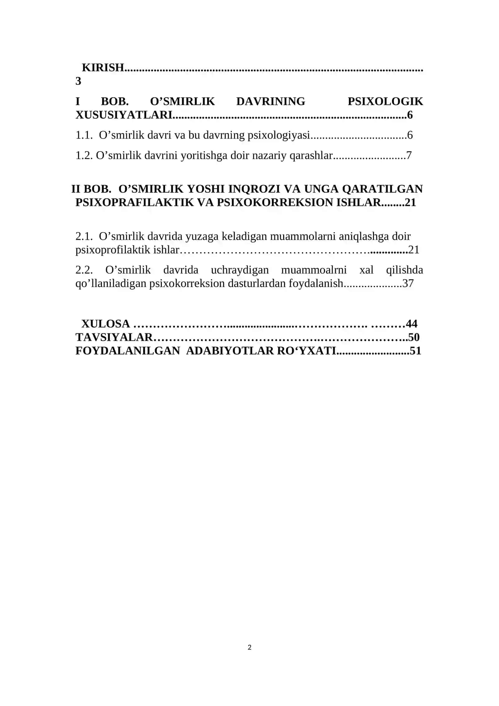 O‘smlir yoshdagi o‘quvchilarning muammolari va ularga ko‘rsatiladigan yordam KURS ISHI 2