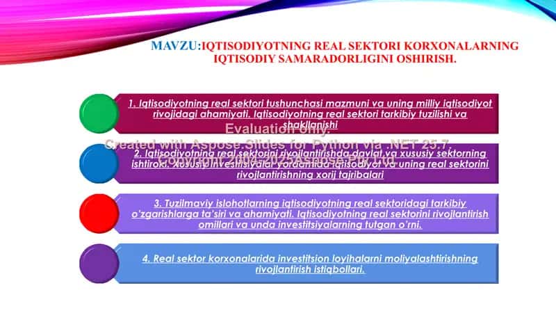 Iqtisodiyotning real sektori korxonalarning iqtisodiy samaradorligini oshirish 2