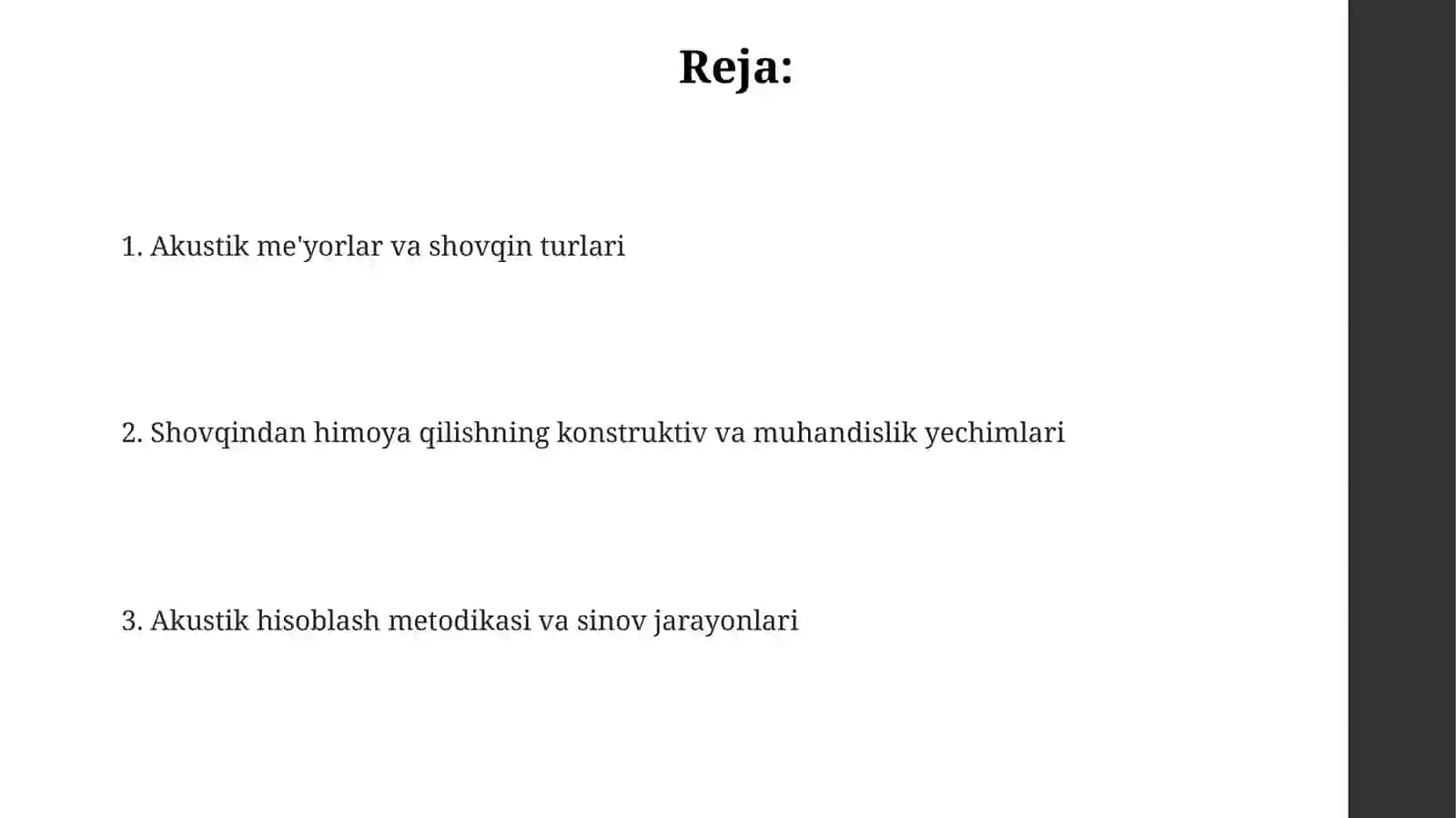 Normativ-huquqiy baza va akustik asoslar 2