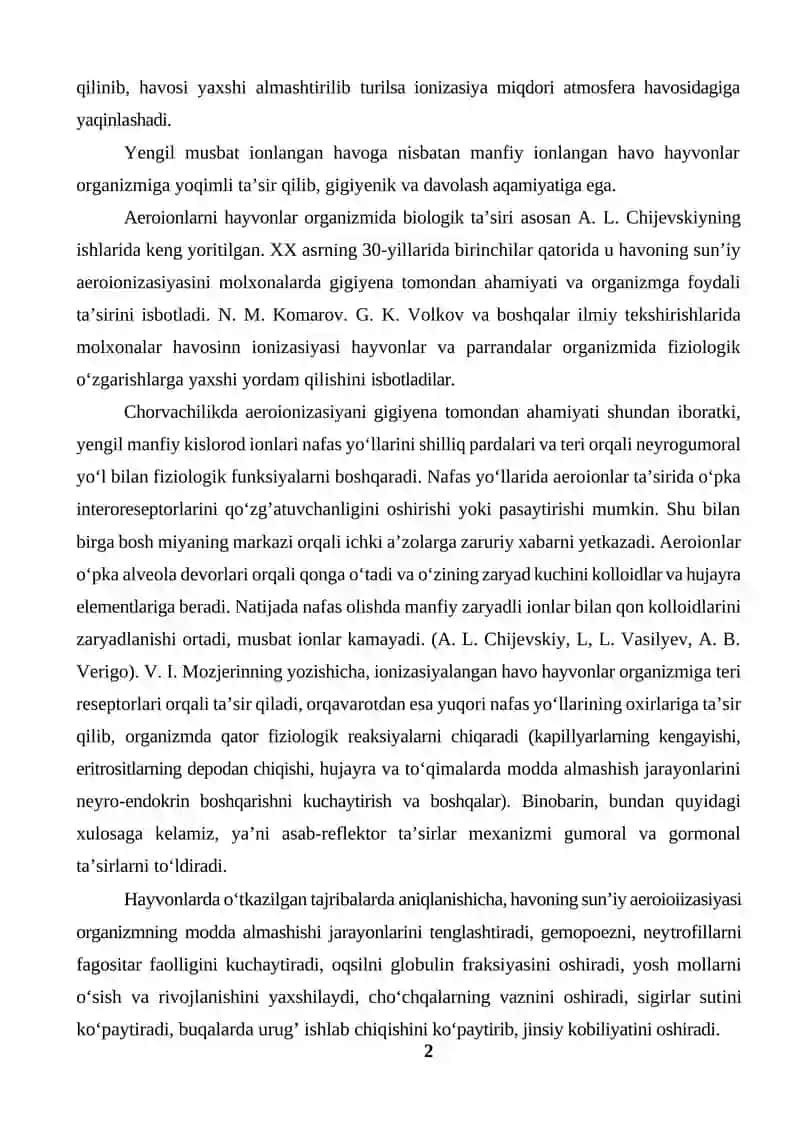 Aeroionizatsiya va uning gigiyena tomondan ahamiyati 2