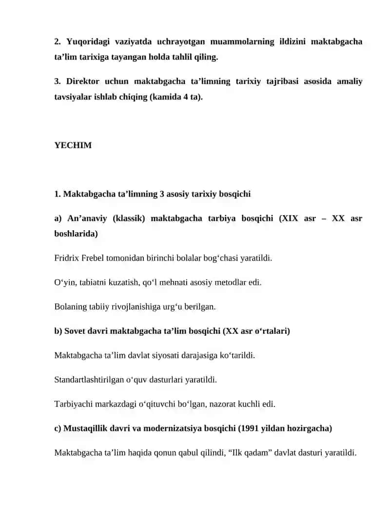 Maktabgacha ta'limning vujudga kelishi va rivojlanish jarayoni 2