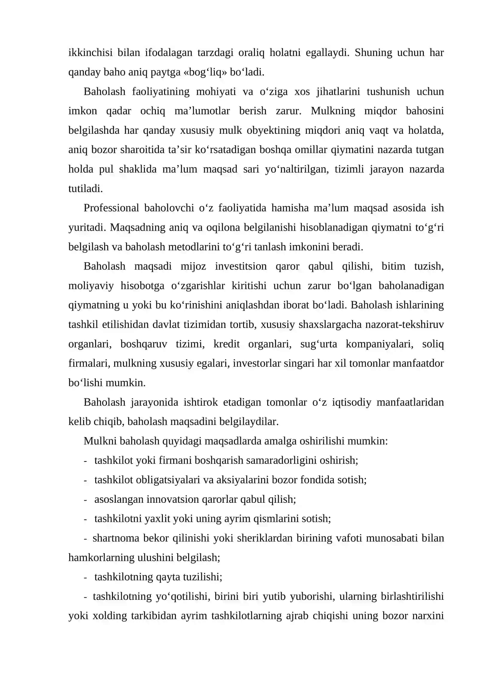 BAHOLASH FAOLIYATINI RIVOJLANTIRISHNING ASOSIY YO’NALISHLARI 2