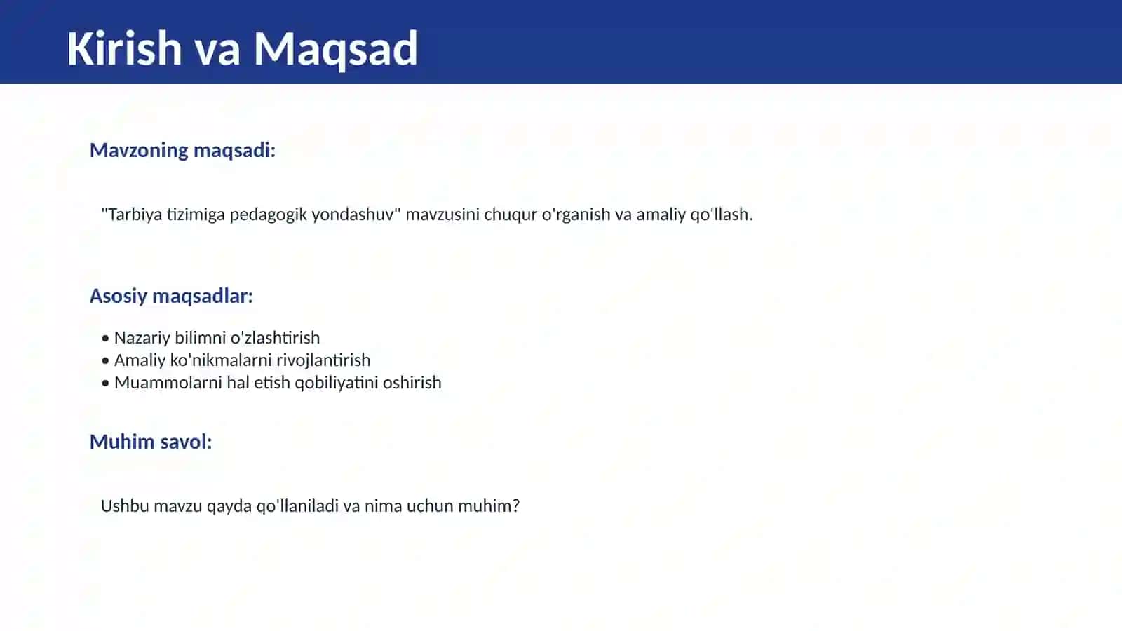 Tarbiya tizimiga pedagogik yondashuv 2