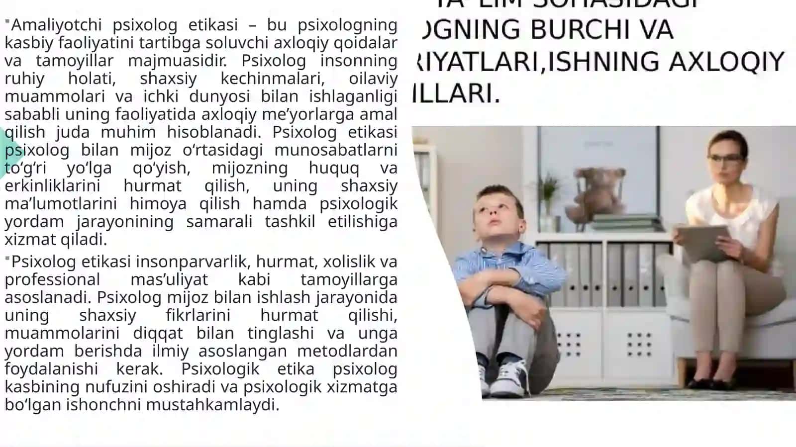 Amaliyotchi psixologning etikaviyta moyillari va kasbiyetikasi 2