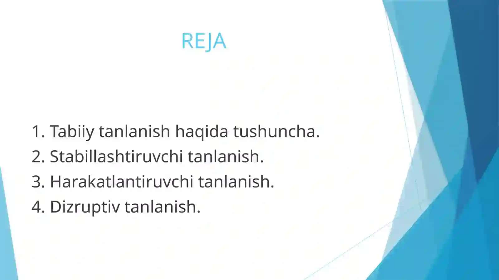 TABIIY TANLANISH VA UNING TURLARI 2