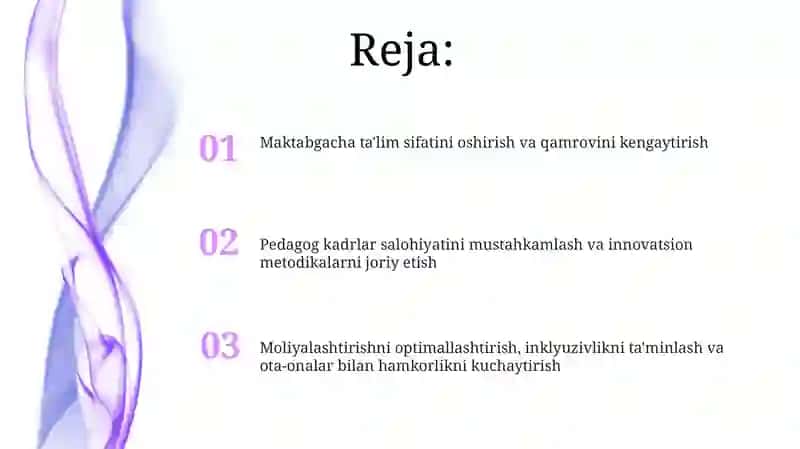 Maktabgacha ta'lim tizimi rivojlantirishning ustivor yo'nalishlari 2