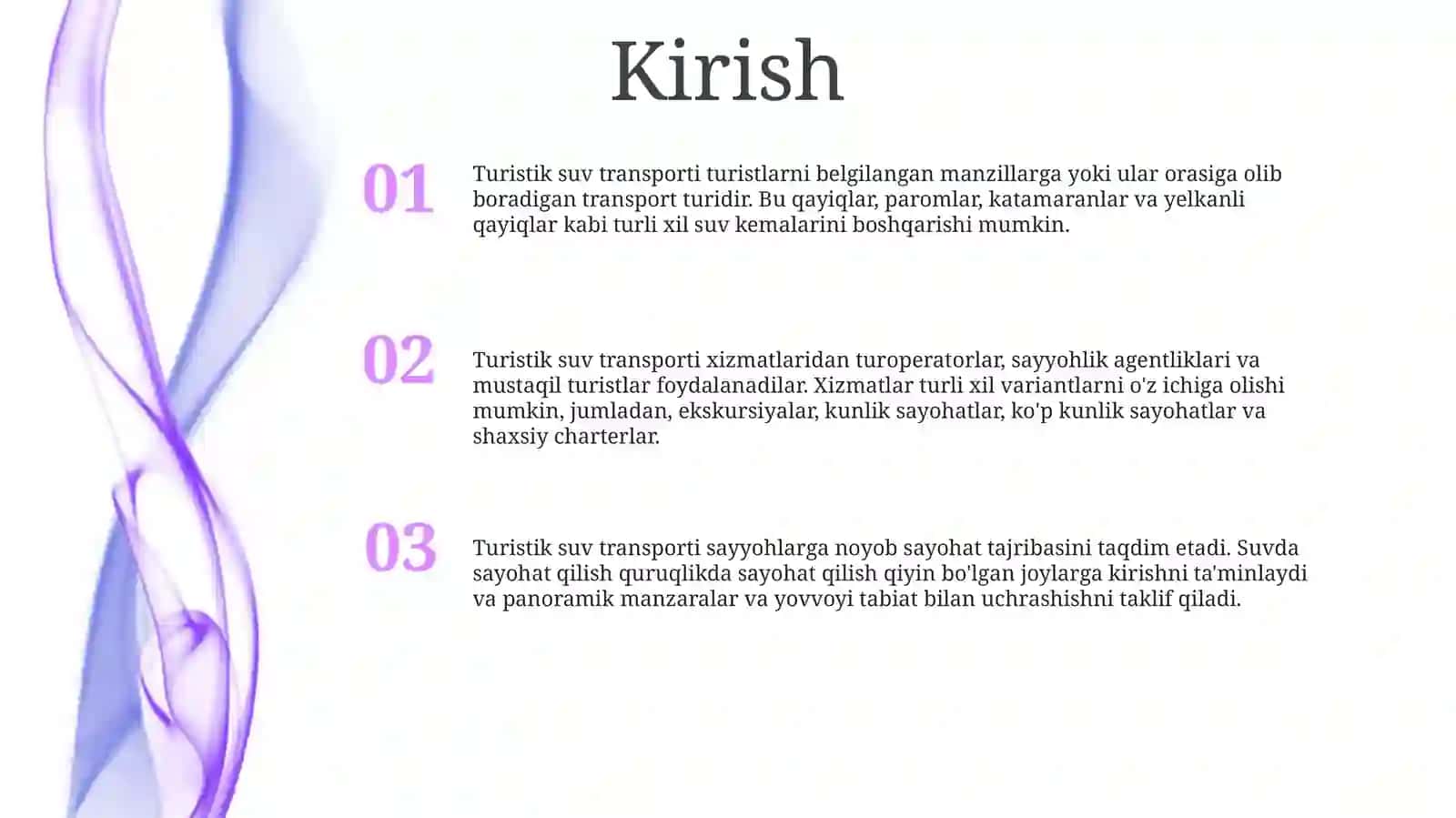 Turistlarga Suv Transportida Xizmat Ko'Rsatish 2