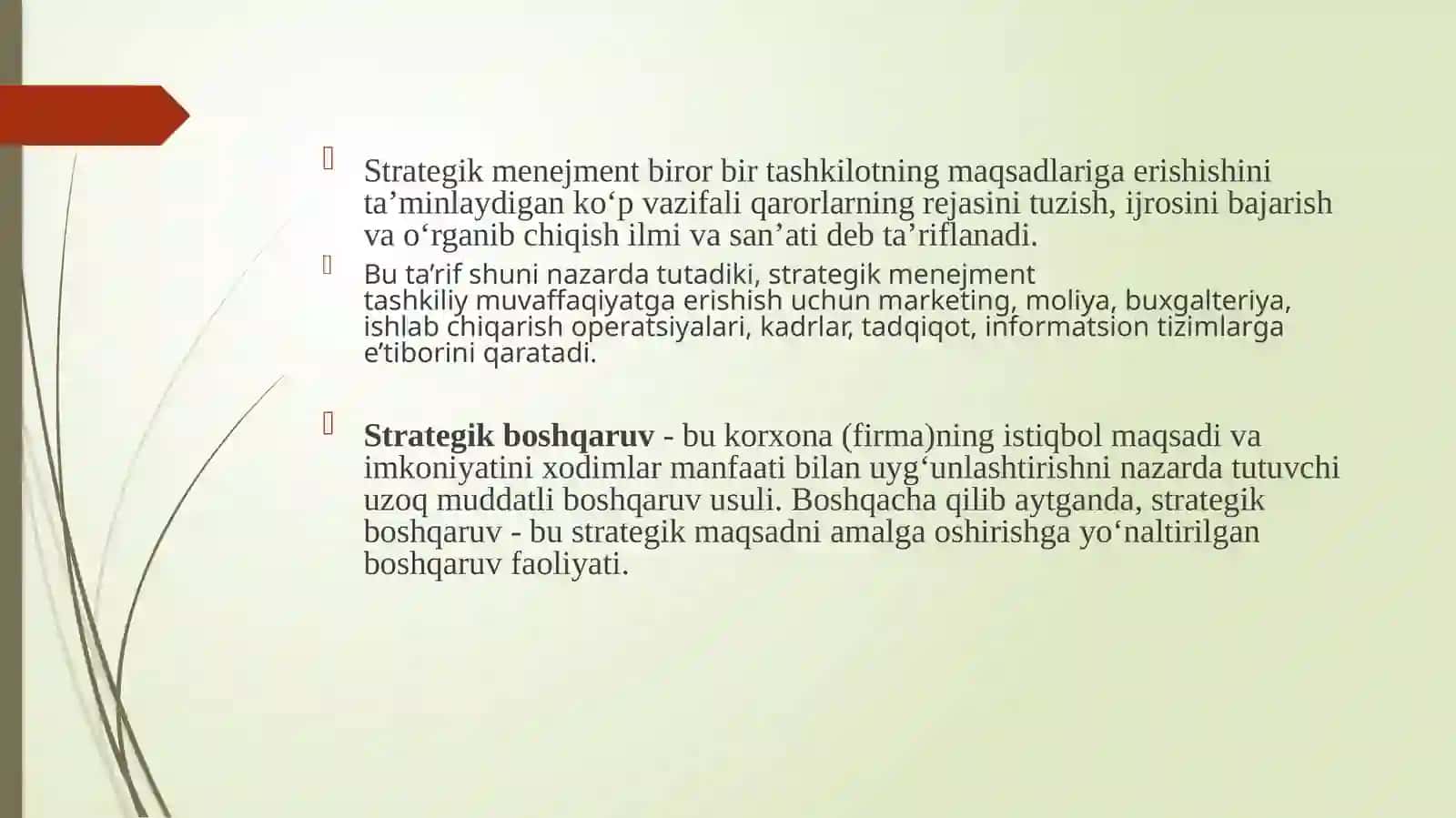 Strategik boshqaruv fanining predmeti va boshqaruv jarayoni 2