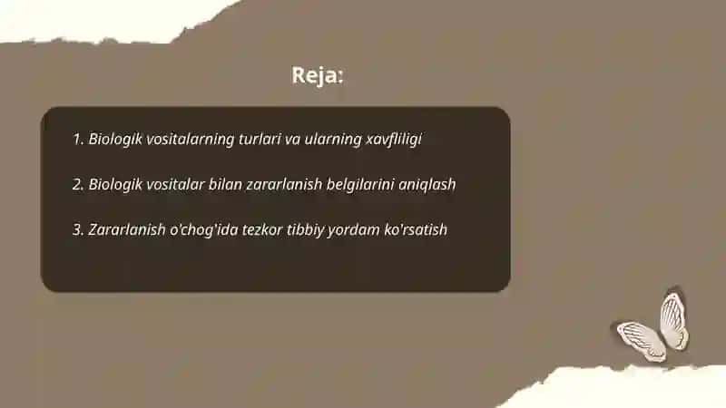 Biologik vositalar bilan zararlanish o'chog'ida tibbiy yordamni tashkillashtirish 2