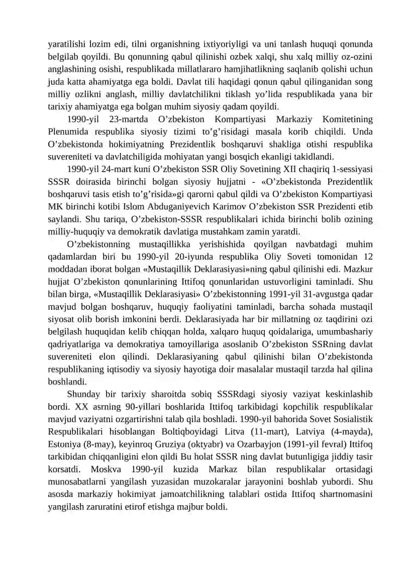 O’zbekiston Respublikasining tashkil topishi va uning tarixiy ahamiyati 2
