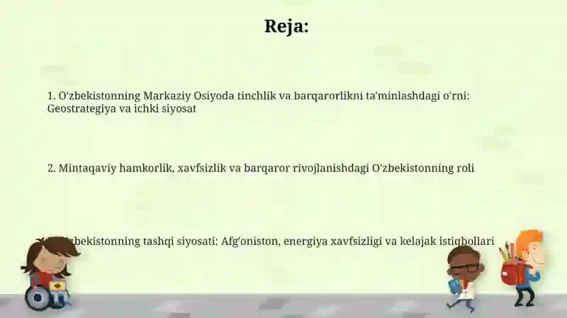 O‘zbekistonning Markaziy Osiyoda tinchlik va barqarorlikni ta'minlashdagi o'rni 2