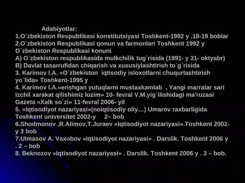 Mulkchilik va xo`jalikyuritish shakllari 2