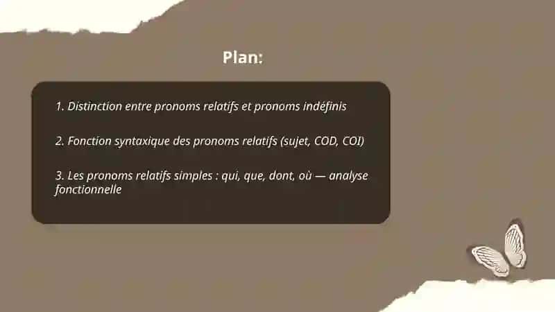Les pronoms relatifs et indéfinis: analyse syntaxique et fonctionnelle 2