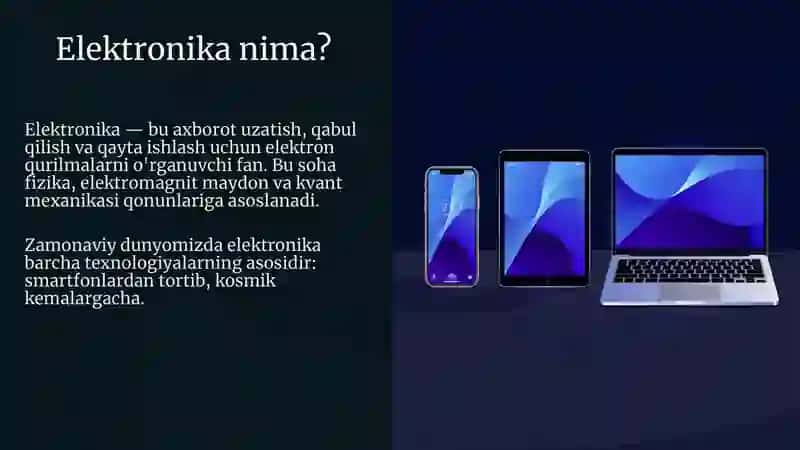 Elektronika va sxemalar faniga kirish. Fanning maqsadi va vazifalari.     Elektron sxema simulyatorlari. Elektron   sxema simulyatorlarining   turlari,   qo‘llanilishi   va   afzalliklari. 2