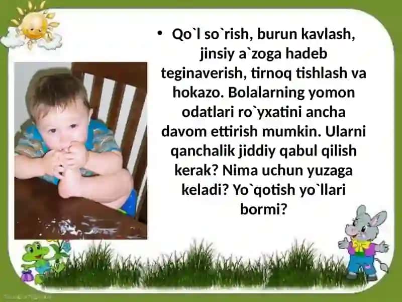 1-5 yoshli bolalar dazalar odatlari 2