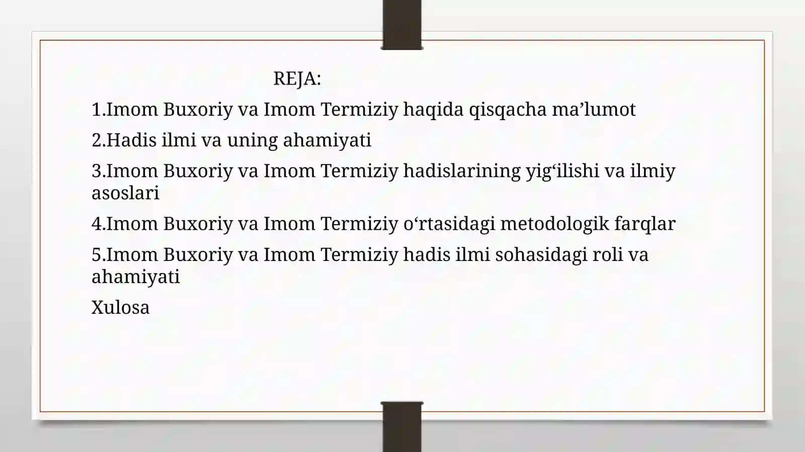 Imom Buxoriy va Imom Termiziyning hadis ilmiga qo‘shgan hissalarini qiyosiy tahlili 2