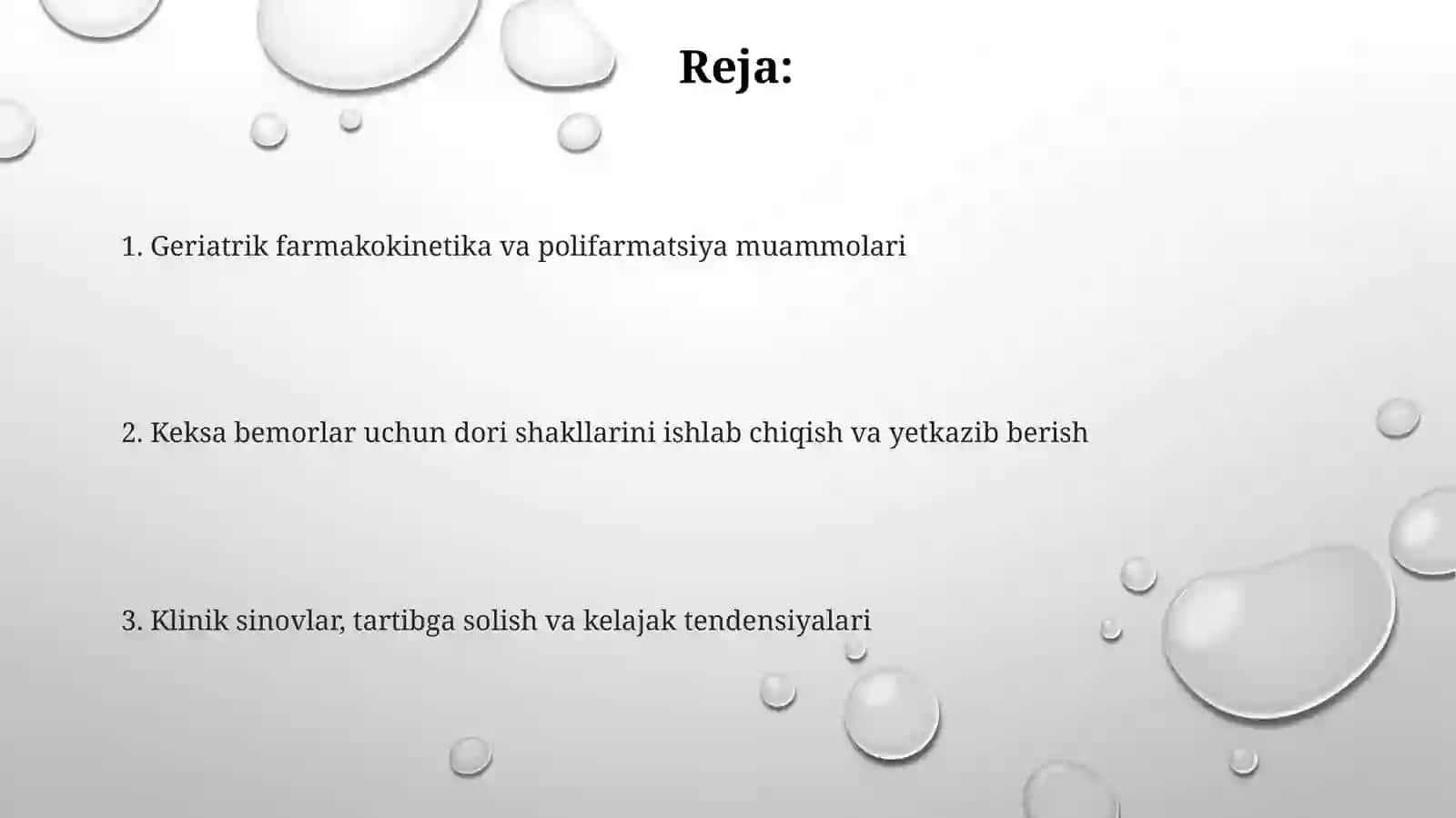 Geriatriya amaliyoti uchun dorivotalarini ishlab chiqarish 2