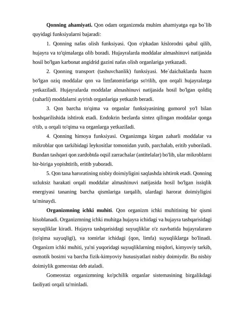 Qon. Qon aylanish organlarining yosh xususiyatlari 2