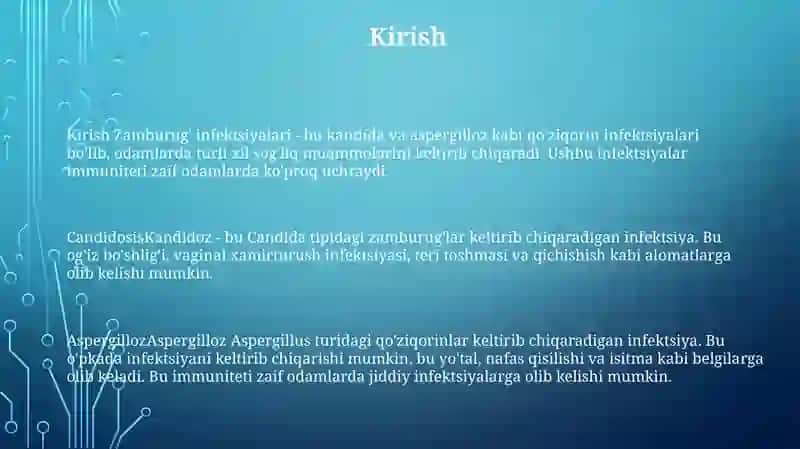Zamburugʻ Infeksiyalari (Kandidoz,Aspergillez) 2