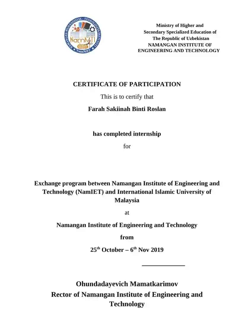 Certificate of Participation 2