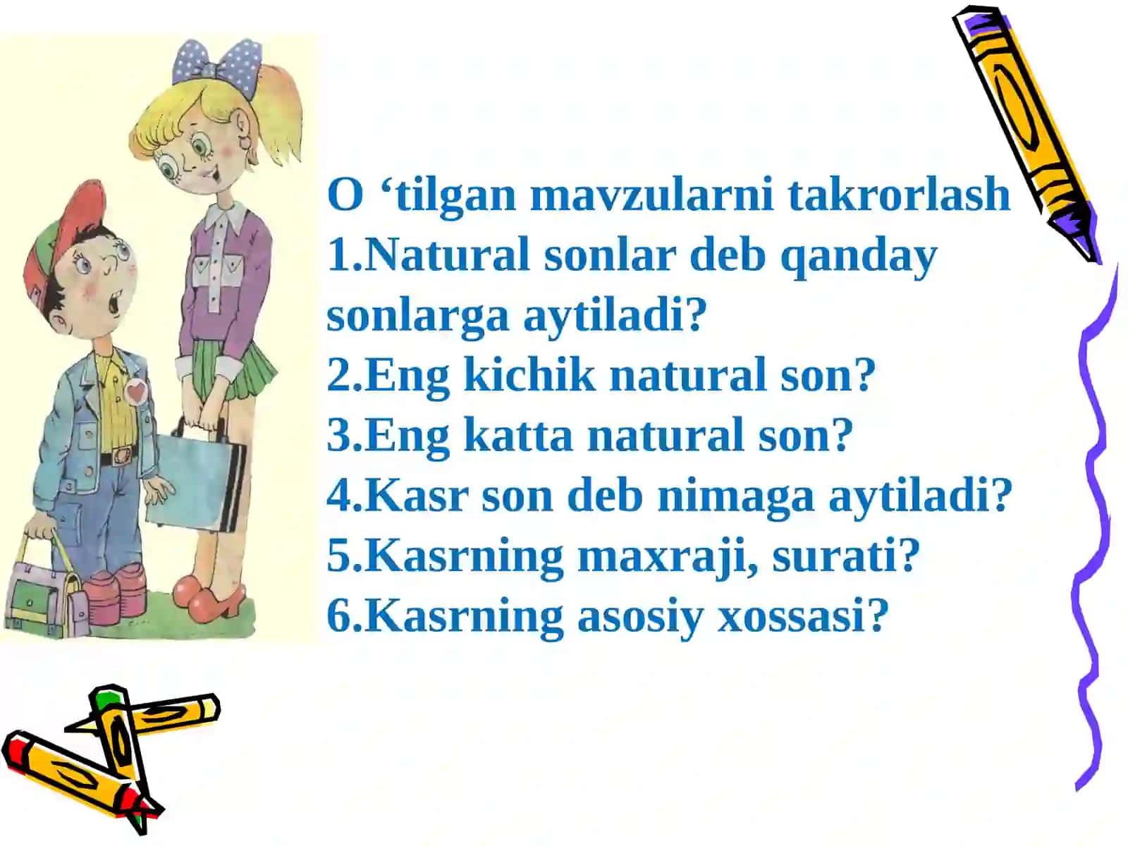 Matematika fanidan bir soatlik dars ishlanmasi 2