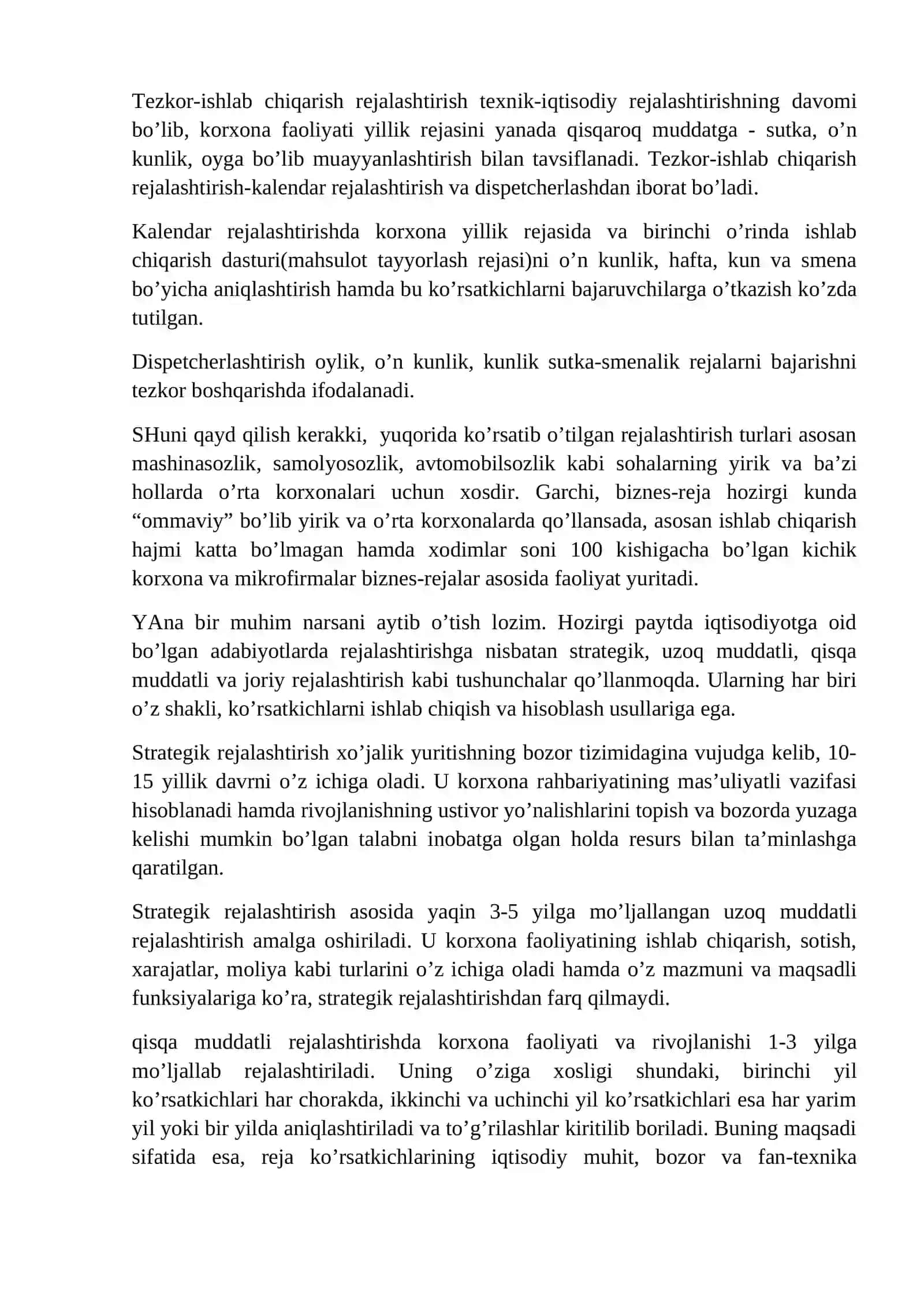 8- mavzu. Sanoat korxonalarida rejalashtirish 2