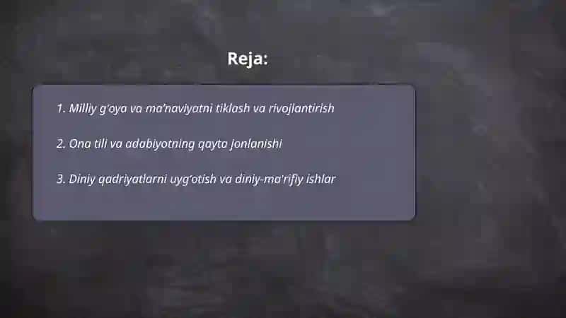 Mustaqillik yillarda Oʻzbekistonda maʼnaviy va madaniy taraqqiyot 2