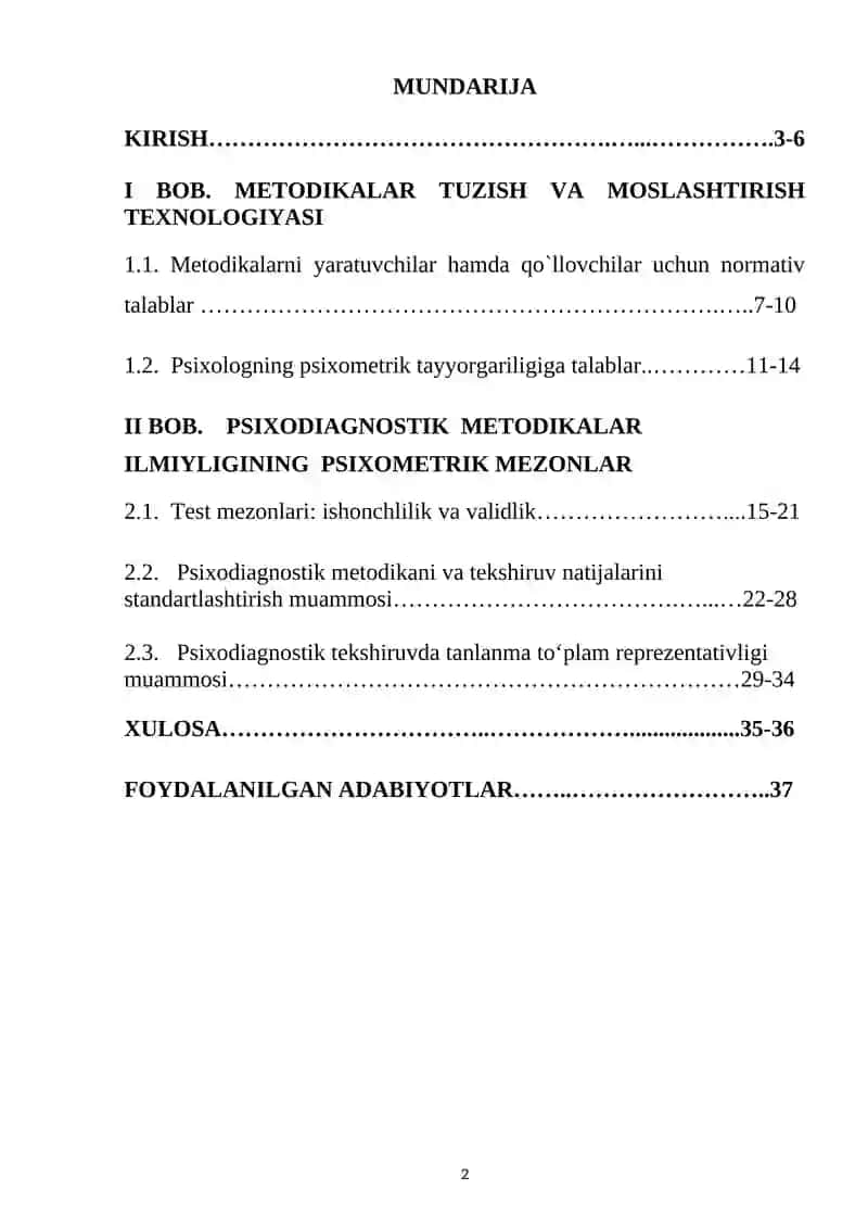 Testlarni moslashtirish 2