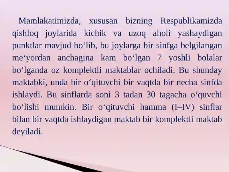 Oz komplektli maktablarda matematika o'qitish xususiyatlari 2