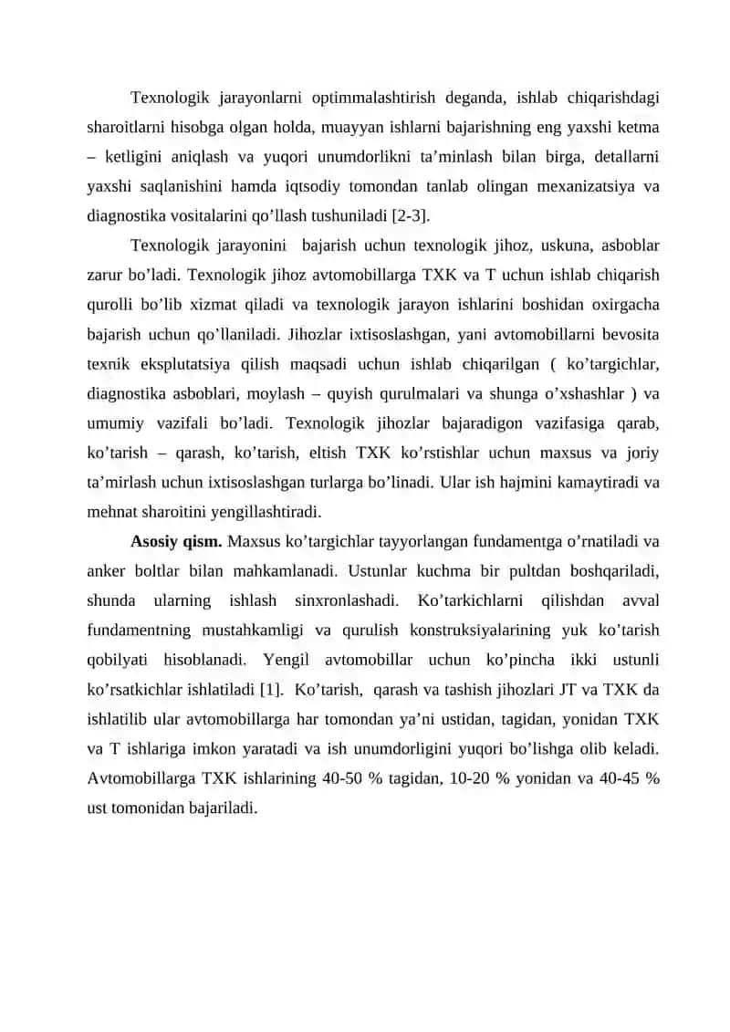 AVTOKORXONALARDAGI TEXNIK JIHOZLARGA TEXNIK XIZMAT KO‘RSATISH VA TA’MIRLASH (TXK va T) MODULINI TASHKIL QILISH 2