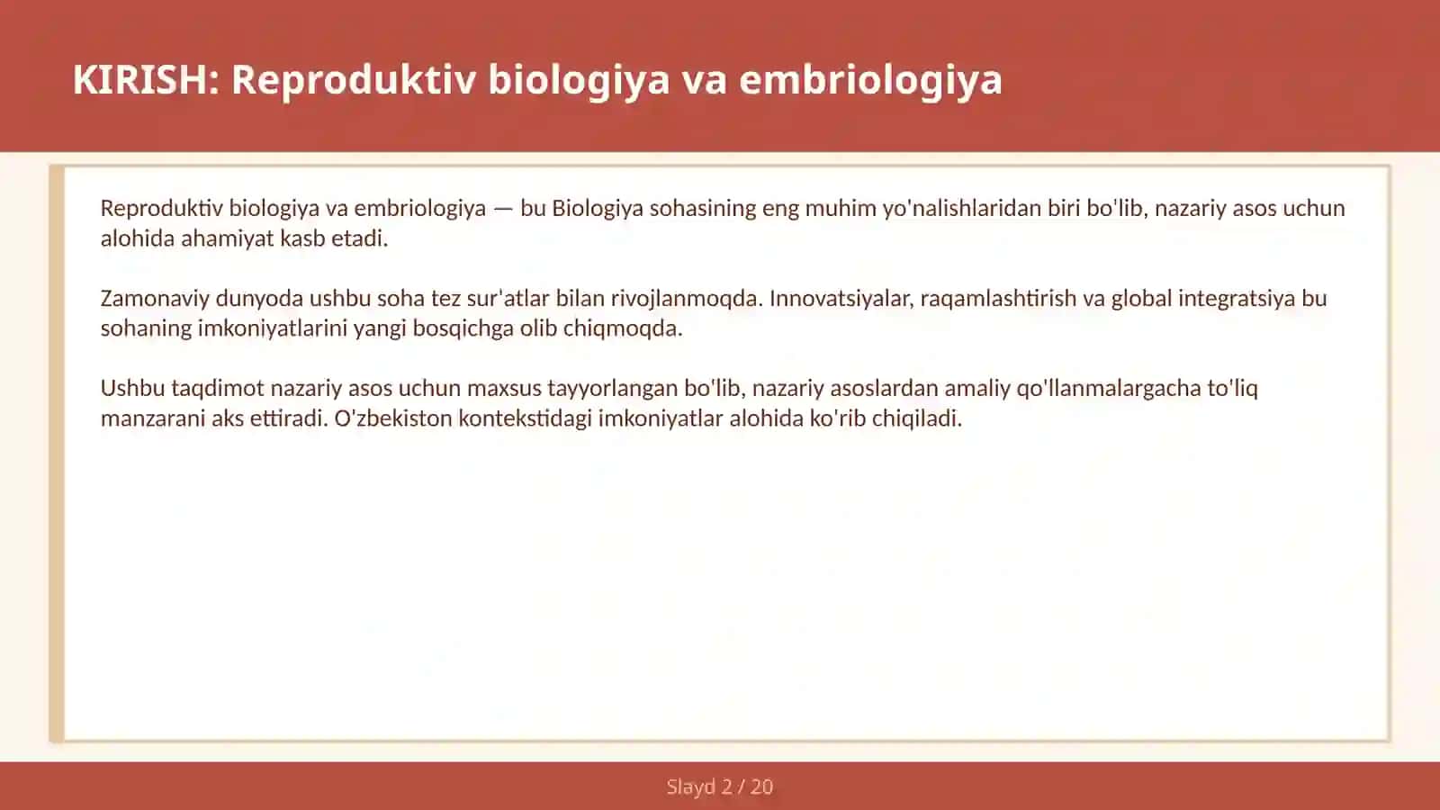 Reproduktiv biologiya va embriologiya 2