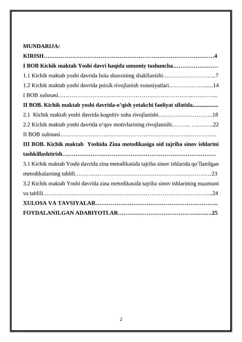 Kurs ishi "Kichik maktab yoshida bola shaxsining rivojlanishi." 2