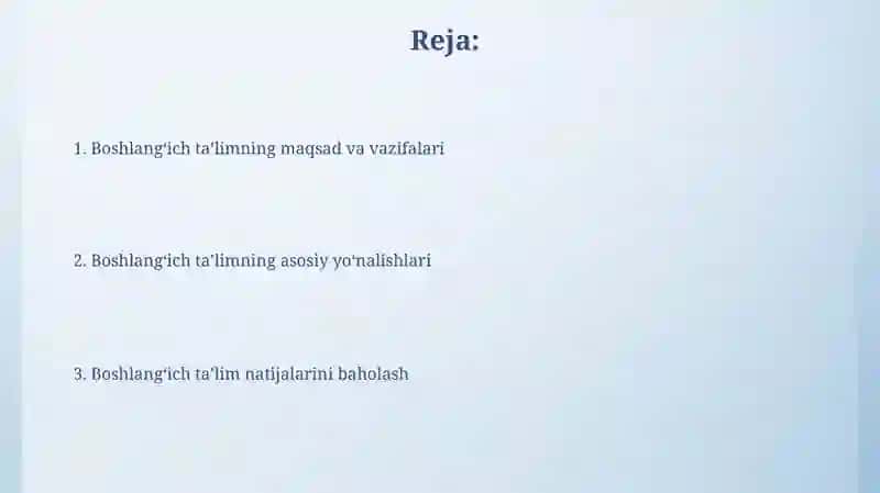 Boshlang'ich ta'limning maqsad va vazifalari 2