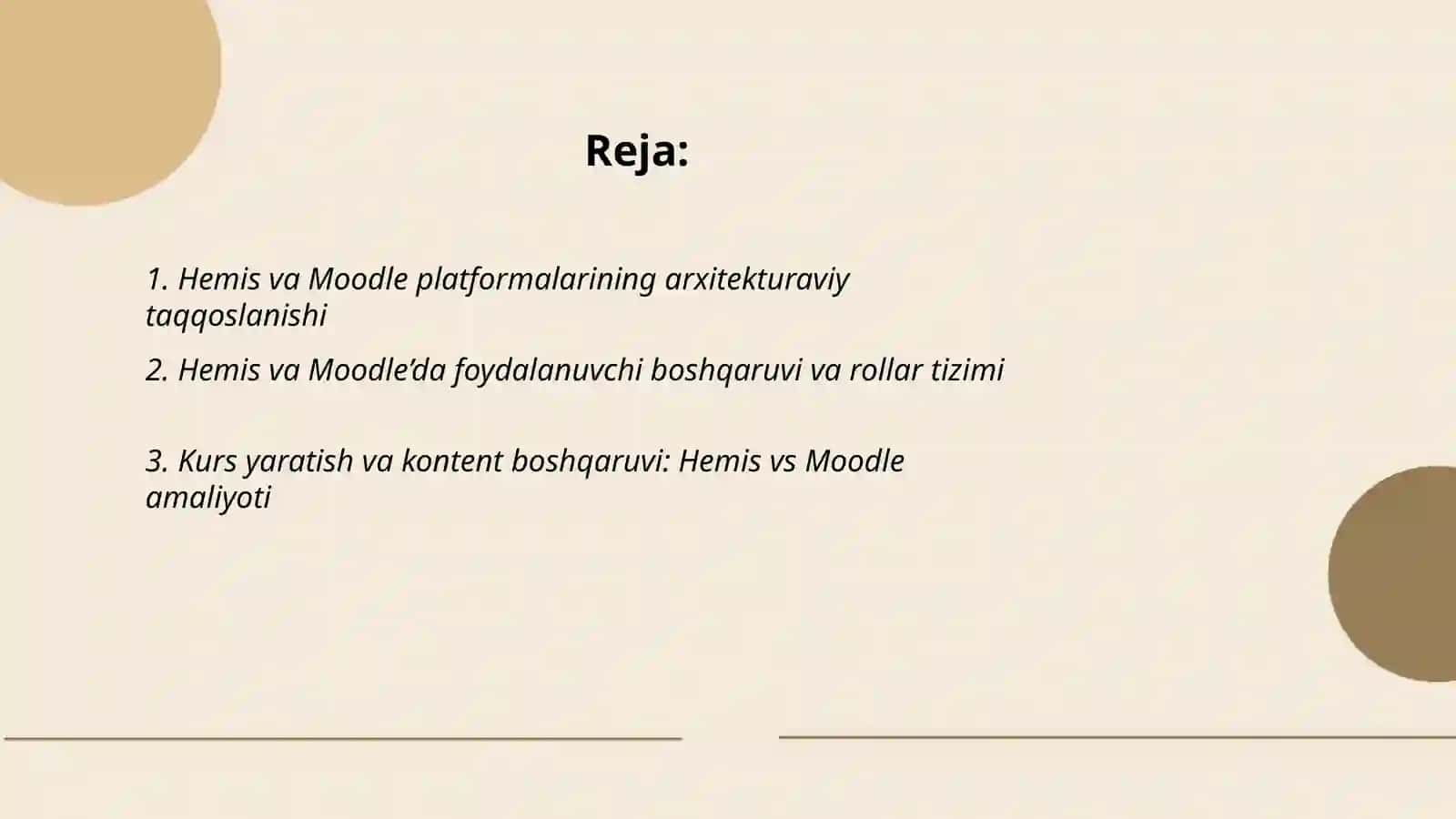 Hemis va Moodle platformalarining arxitekturaviy taqqoslanishi 2