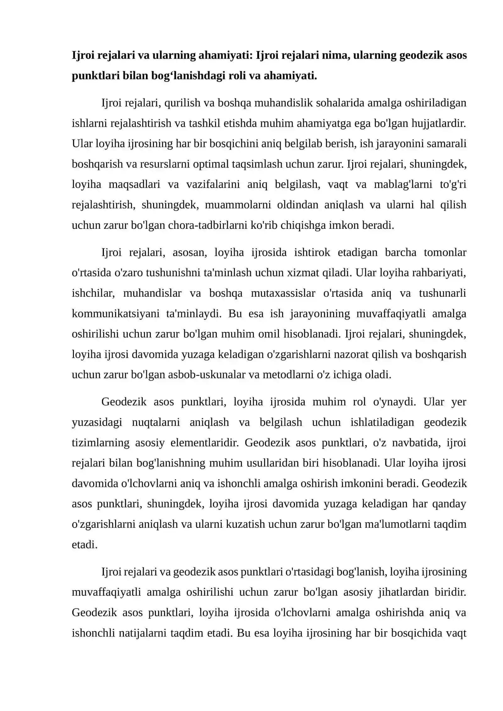 Ijroi planlarni tuzish. Ijroi planlarni tuzish geodezik asos punktlaridan bogʻlanishning usullardan stvor usul sxemasi 2