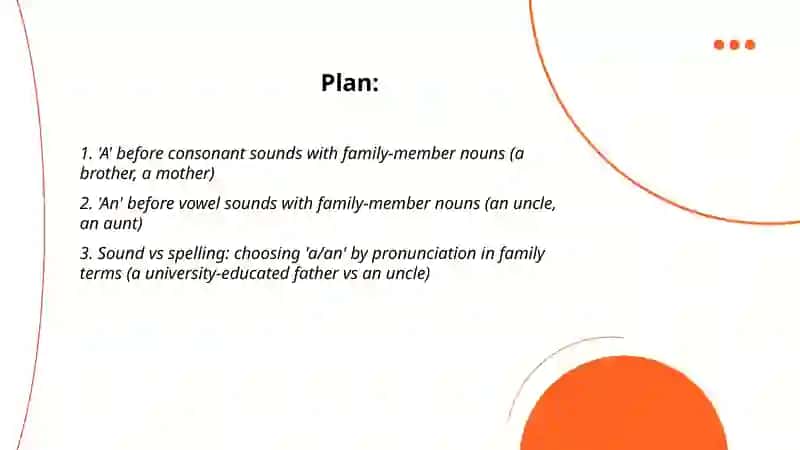Indefinite Article A |An, describing family members 2