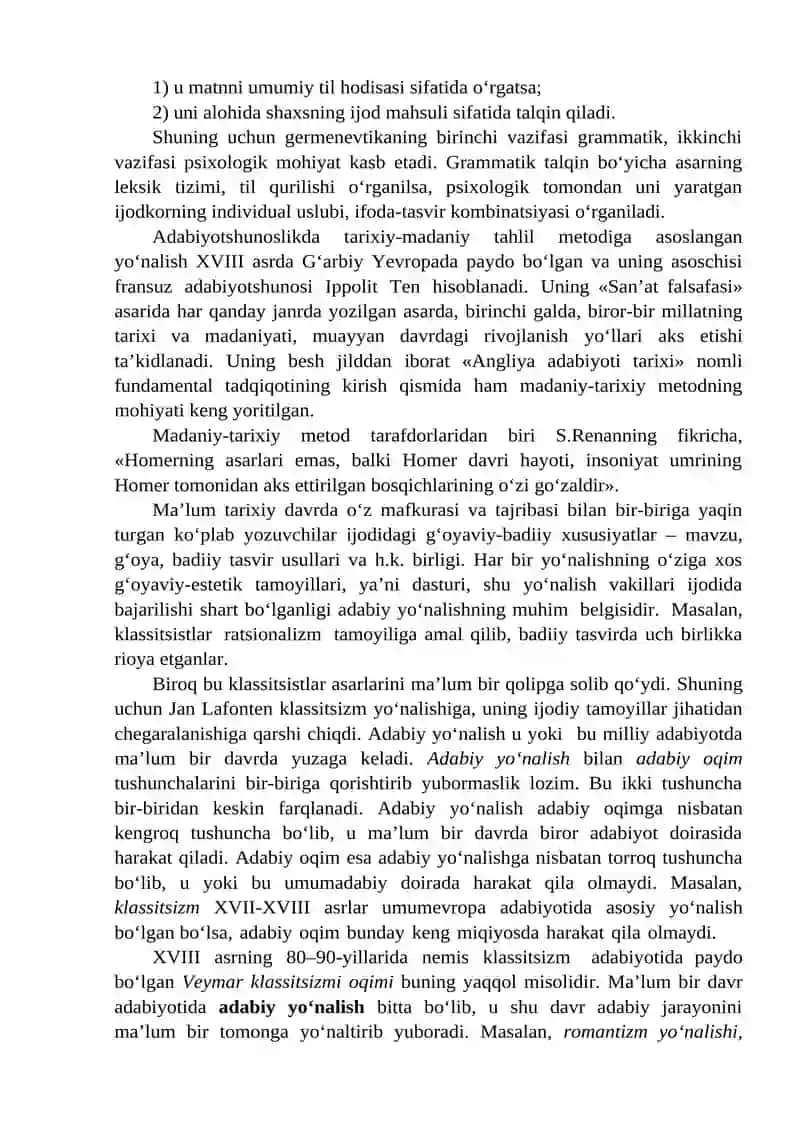 Adabiy yo‘nalishlar: Klassitsizm, Realizm, Romantizm, Akmeizm, Modernizm va Postmodernizm 2