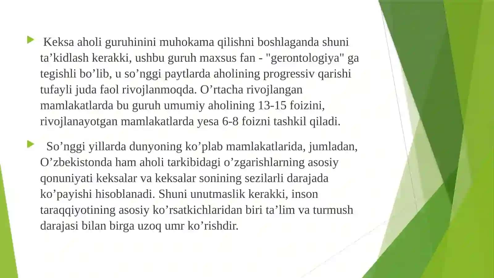 Keksa aholining tibbiy va ijtimoiy muammolari 2