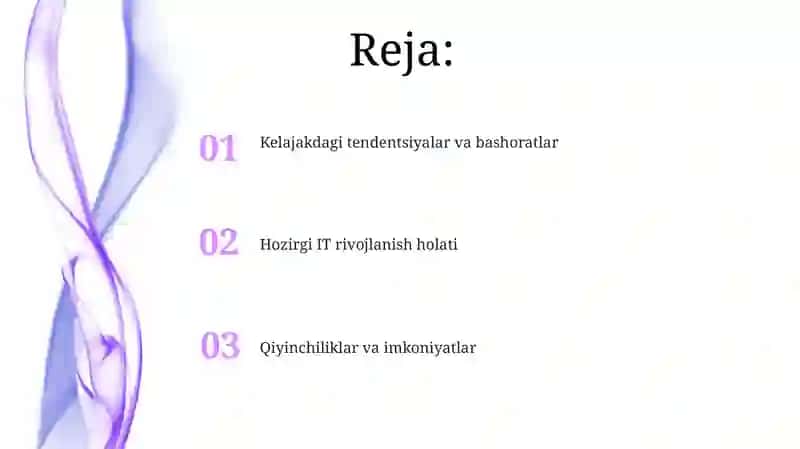 Kelajakdagi tendentsiyalar va bashoratlar 2
