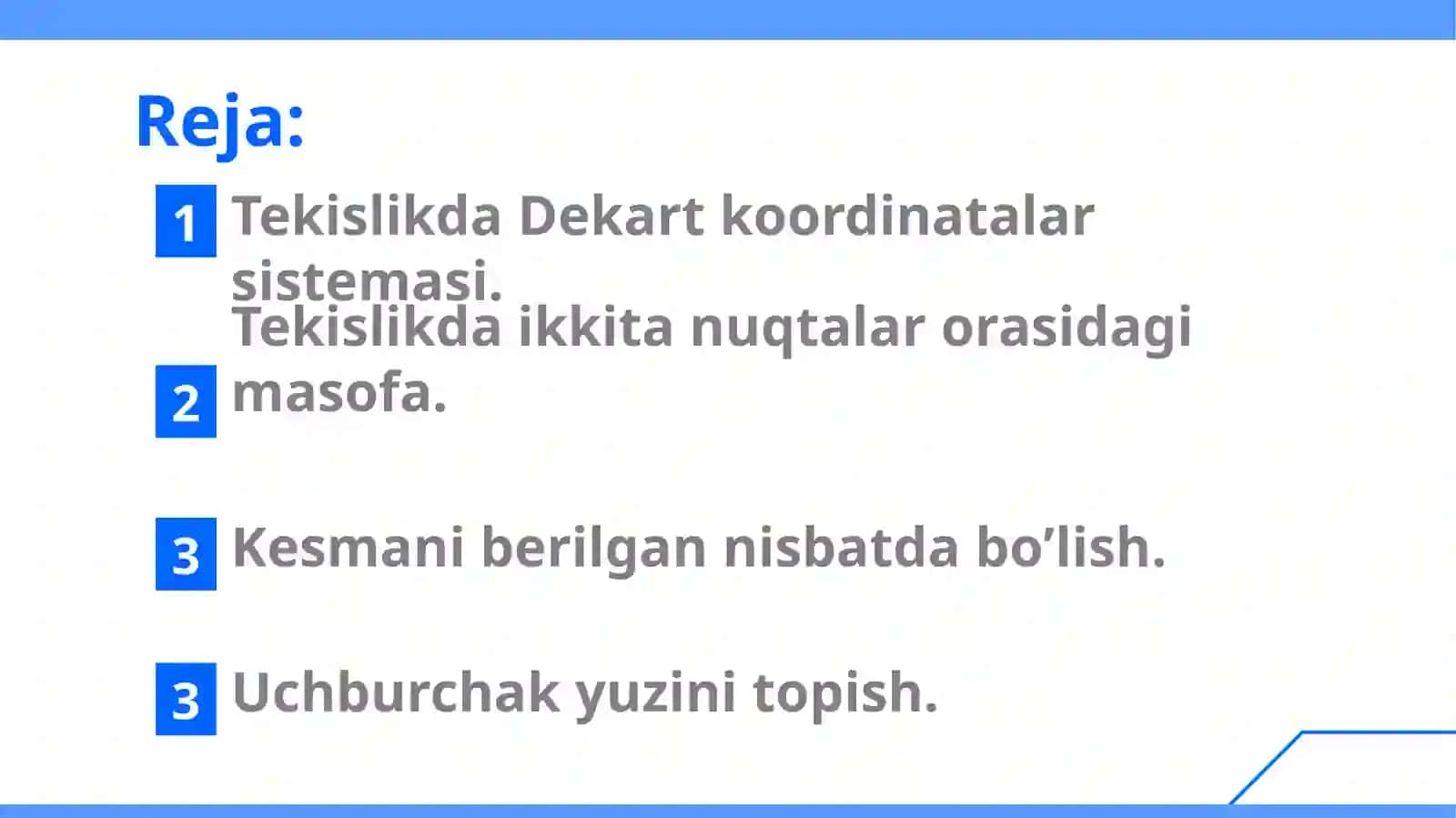 Tekislikda Dekart koordinatalar sistemasi 2