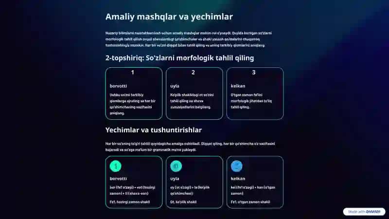 Ko'plik shakli va egalik qo'shimchalari 2